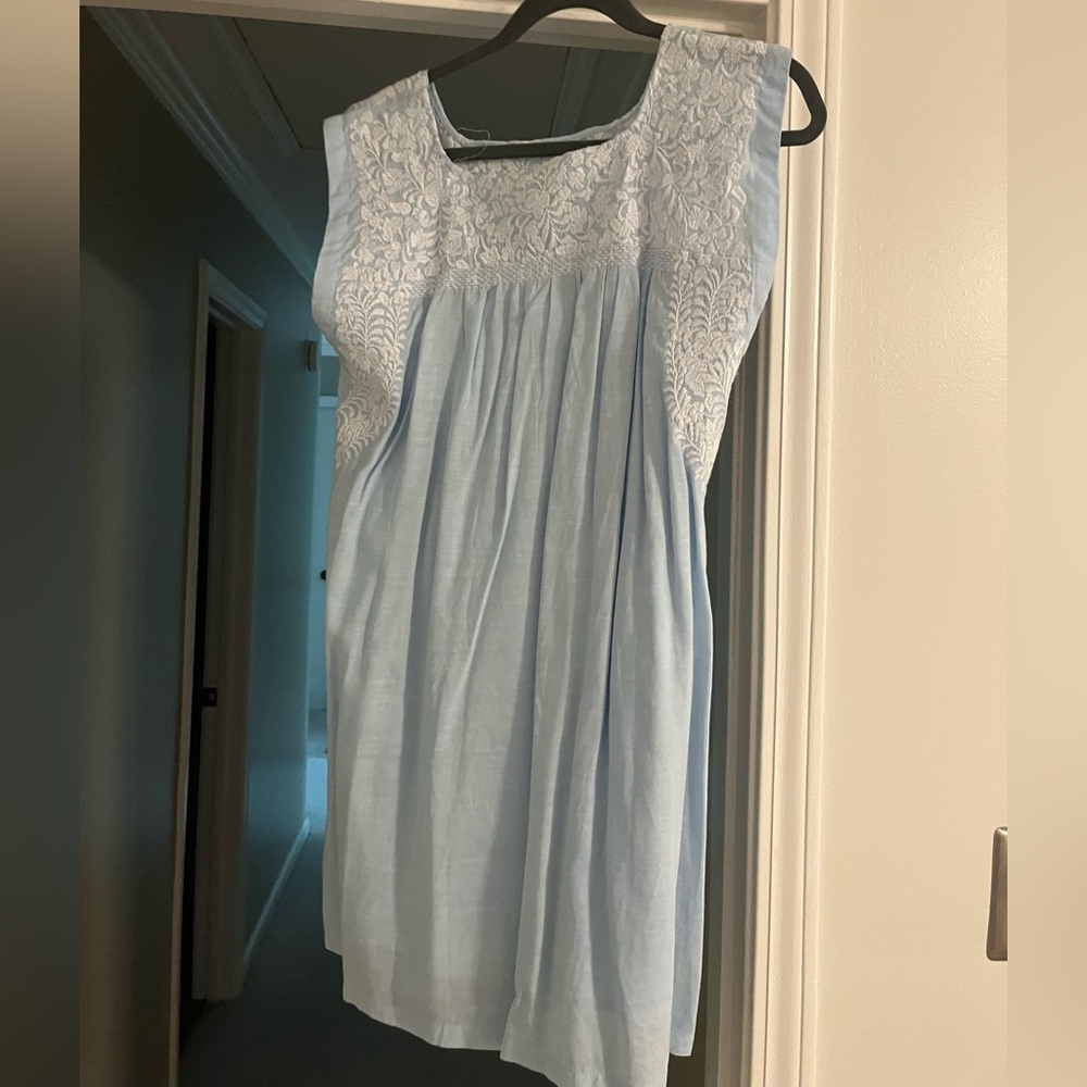 Blue and white lace dress